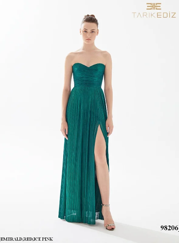 Evening Dress with Mesh Skirt-Tarik Ediz: 98206