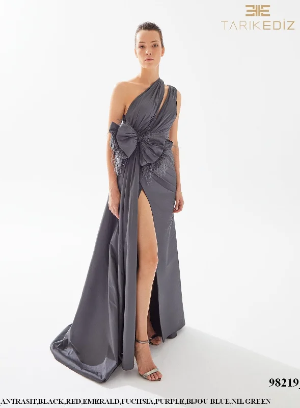 Evening Dress with Long Chiffon Sleeves-Tarik Ediz: 98219