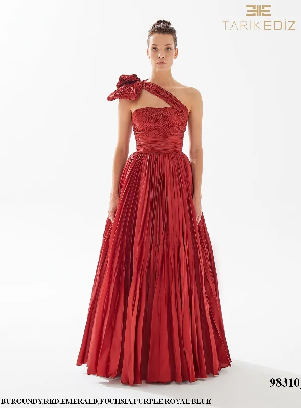 Evening Dress with Velvet Bodice and Lace-Tarik Ediz: 98310