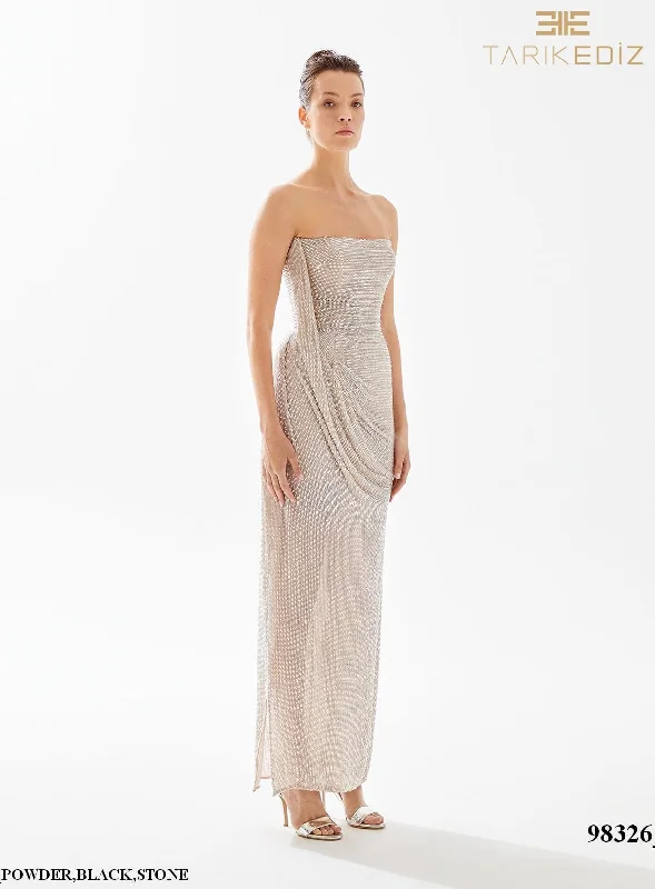 Evening Dress with Beaded Bodice and Silk-Tarik Ediz: 98326