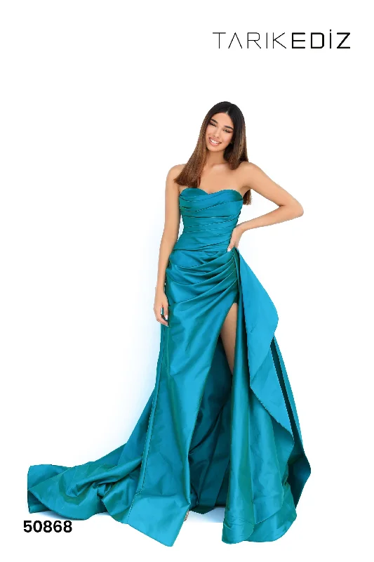 Evening Dress with Full Skirt and Satin Bodice-Tarik Ediz (R2G): 50868