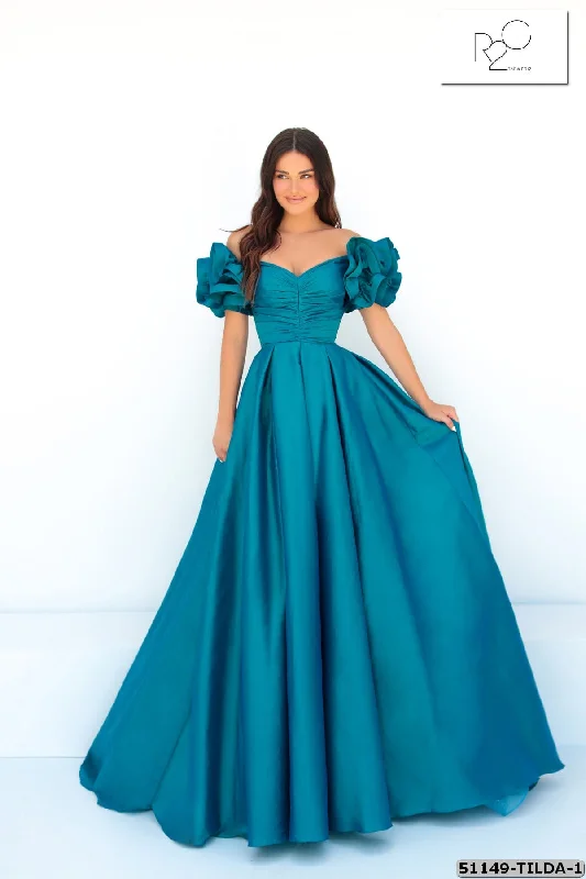 Evening Dress with Satin and Beaded Hem-Tarik Ediz (R2G): 51149