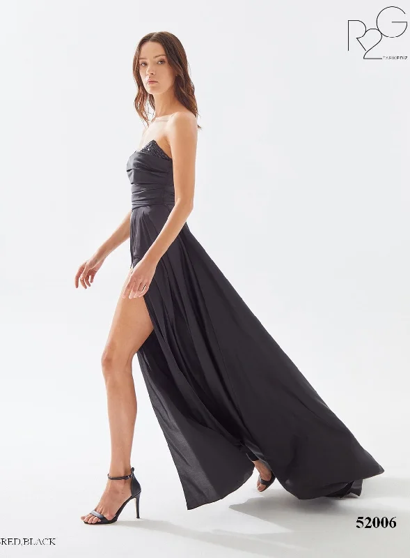 Evening Dress with Satin Bodice and Beaded Skirt-Tarik Ediz (R2G): 52006