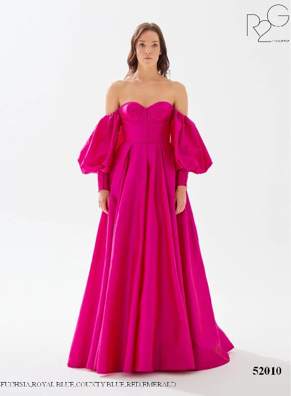 Evening Dress with Satin Bodice and Beaded Layers-Tarik Ediz (R2G): 52010