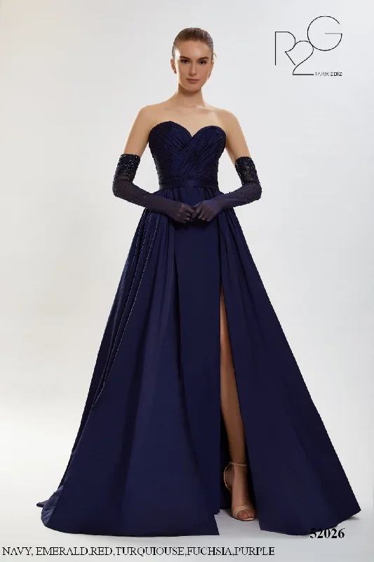 Evening Dress with Satin Bodice and Beads Detail-Tarik Ediz (R2G): 52026