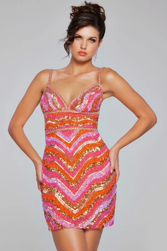 Beaded Fitted Short Sleeveless Dress by Jovani 39903