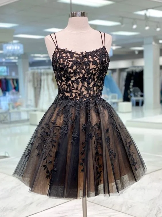 Formal White Tulle Long Party Dress-cocktail black lace applique short spaghetti strap beaded tulle cheap homecoming dresses c3310