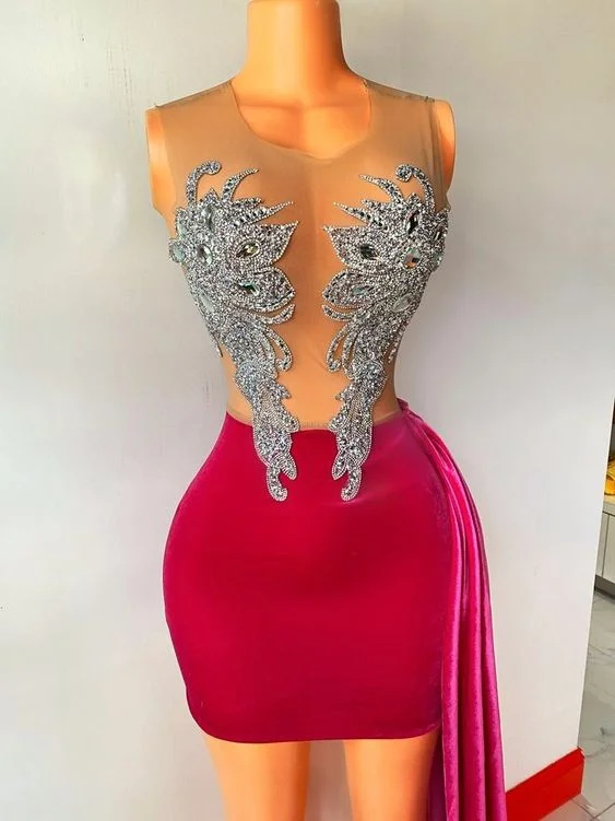 Elegant Backless Pink Long Party Dress-Mid length dresses, evening dress, cocktail party dress  c2617