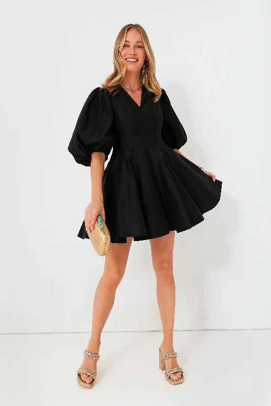 Mini Dresses with layered ruffles-Black Loraine Mini Dress