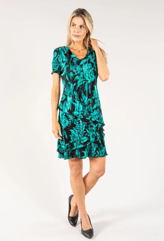 Mini Dresses for easygoing summer nights-Botanic Plisse Tiered Dress