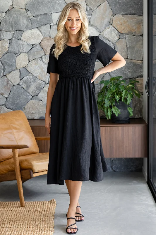 Mini Dresses with ruffles-Candace Midi Dress Black