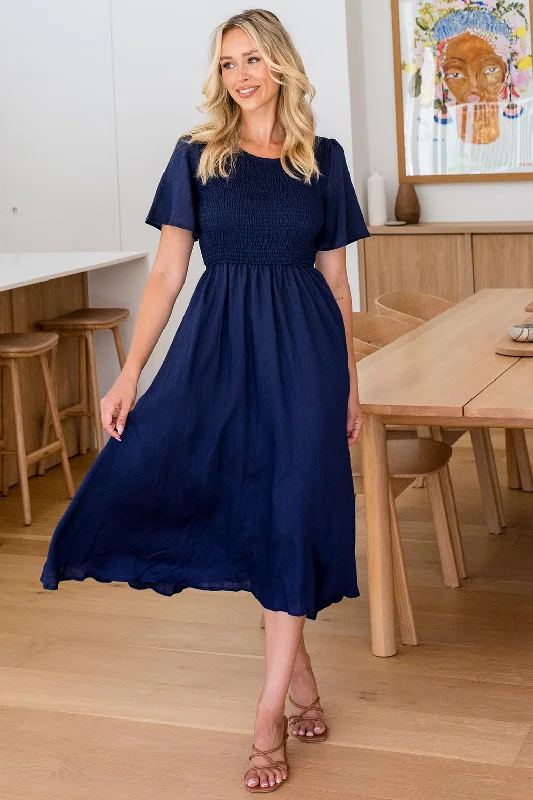 Mini Dresses for a stunning holiday look-Candace Midi Dress Navy