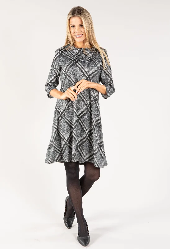 Mini Dresses for a cozy dinner date-Check Knit Dress