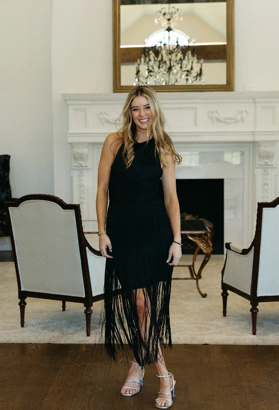 Mini Dresses for a sophisticated weekend look-Milly Fringe Dress - Black