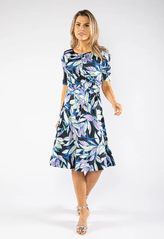 Mini Dresses with bow details-Floral Waistband Detail Dress