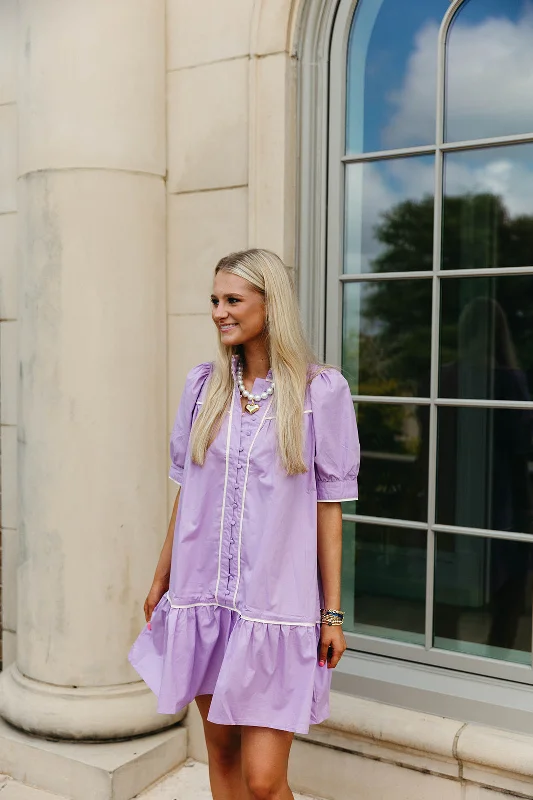 Mini Dresses with structured designs-Heidi Dress - Lavender