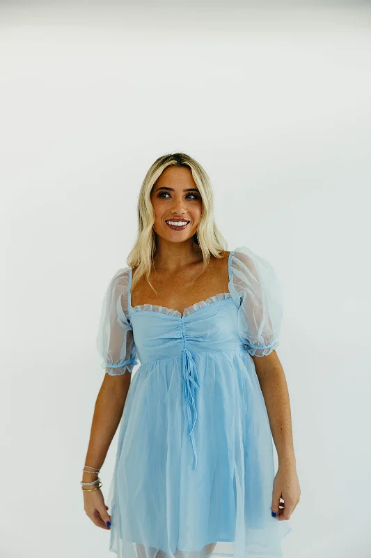 Mini Dresses for beach vacations-It Was a Dream Dress -  Baby Blue