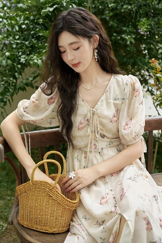 Mini Dresses for classic style-Women Elegant Floral Maxi Dress