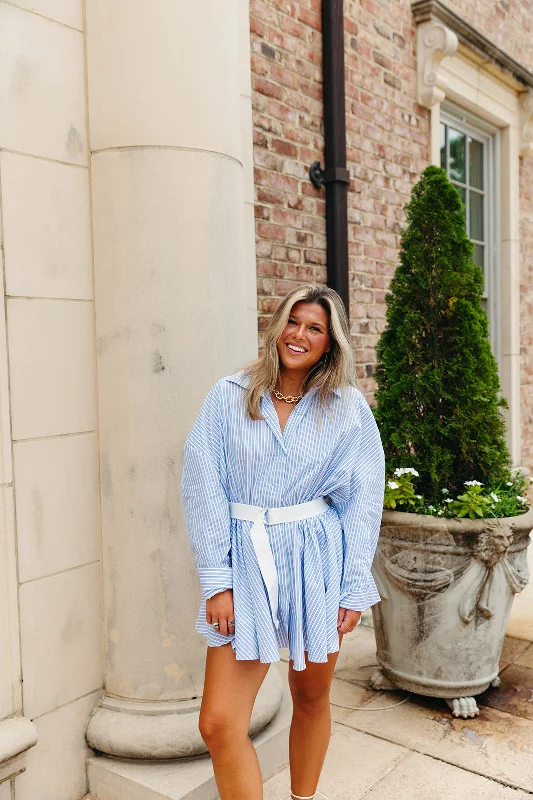 Mini Dresses for effortless party vibes-One Day Mini Dress - Blue/White