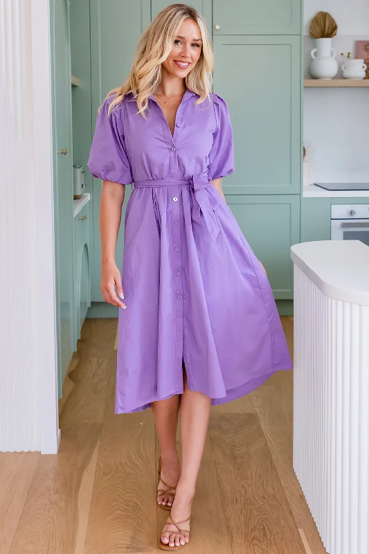 Mini Dresses with an elegant flair-Shannon Midi Dress Lavender