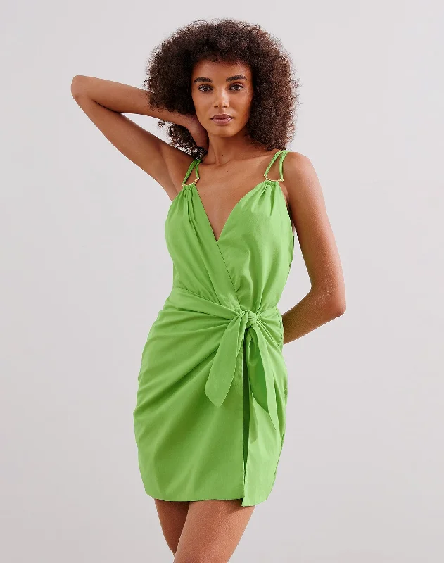 Mini Dresses for vacation vibes-Shiso Short Dress (exchange only) - Acid Green