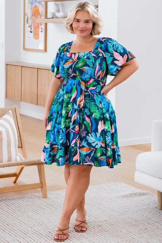 Mini Dresses with contrasting colors-Tatum Dress Miami Print