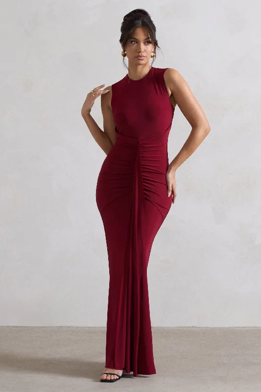 Maxi dresses for a sophisticated evening in an upscale restaurant -Alexa | Berry High-Neck Gathered Maxi Dress With Drape