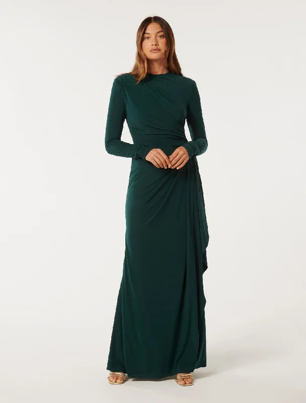 Maxi dresses for a glamorous evening at a five-star resort -Audrey Long Sleeve Maxi Dress