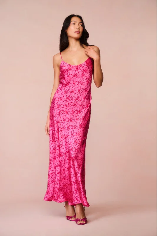 Maxi dresses with a fitted bodice for a classic look -Azalea Silk Bow-Printed Maxi Dress