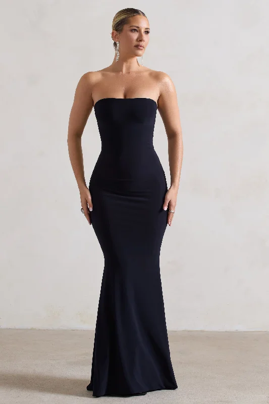 Maxi dresses for family gatherings and dinners -Ceremony | Navy Bandeau Fishtail Maxi Dress