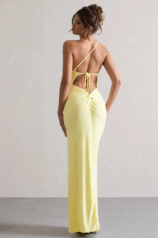 Maxi dresses for a chic evening celebration at a vineyard -Dressing Up | Lemon One Shoulder Maxi Dress With Open Back Detail