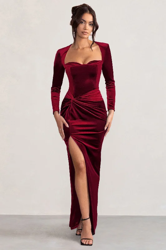 Maxi dresses with a timeless classic design for formal events -Fay | Berry Velvet Corset Style Knot Maxi Dress