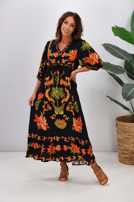 Maxi dresses for a garden dinner party in the summer -Joop & Gypsy Macarena Spritz Maxi Dress Multi