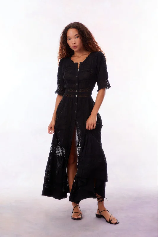 Maxi dresses with backless designs for summer evenings -Minka Maxi Dress-BLACK