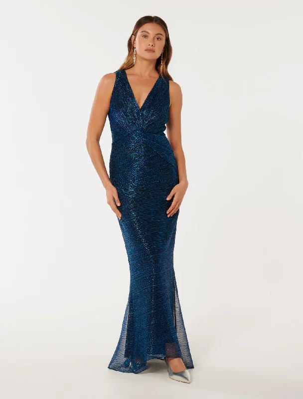 Maxi dresses for a luxurious wedding reception in a ballroom -Nikki Plisse Twist Maxi Dress