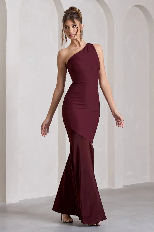 Maxi dresses for a luxurious dinner at a five-star hotel -Passion | Plum One Shoulder Cut-Out Maxi Dress