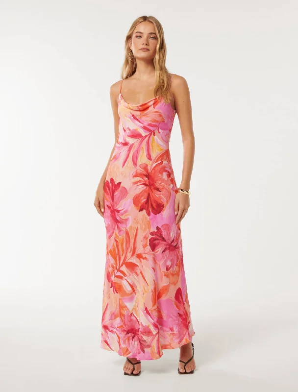 Maxi dresses for a stylish beachside wedding at sunset -Valerie Cowl Neck Maxi Dress