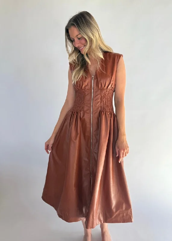 Midi Dresses for elegant holiday gatherings-RORY LEATHER MIDI DRESS