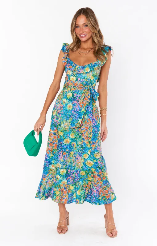 Midi Dresses for family reunion gatherings-Alexis Midi Dress ~ Painterly Petals