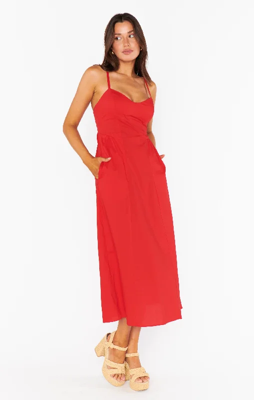 Midi Dresses for spring holiday dinners-Allegra Midi Dress ~ Cherry Poplin