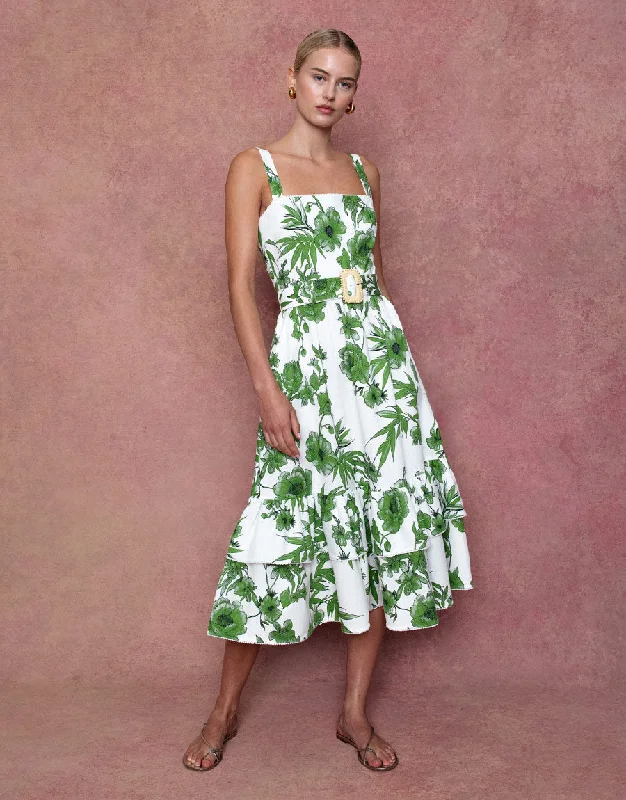 Midi Dresses for autumn gatherings-Dani Pique Midi Dress - Antigua Green