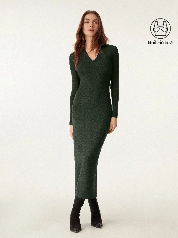 Midi Dresses for casual family dinners-Eco-Leather Trimmed Brami Midi Dress