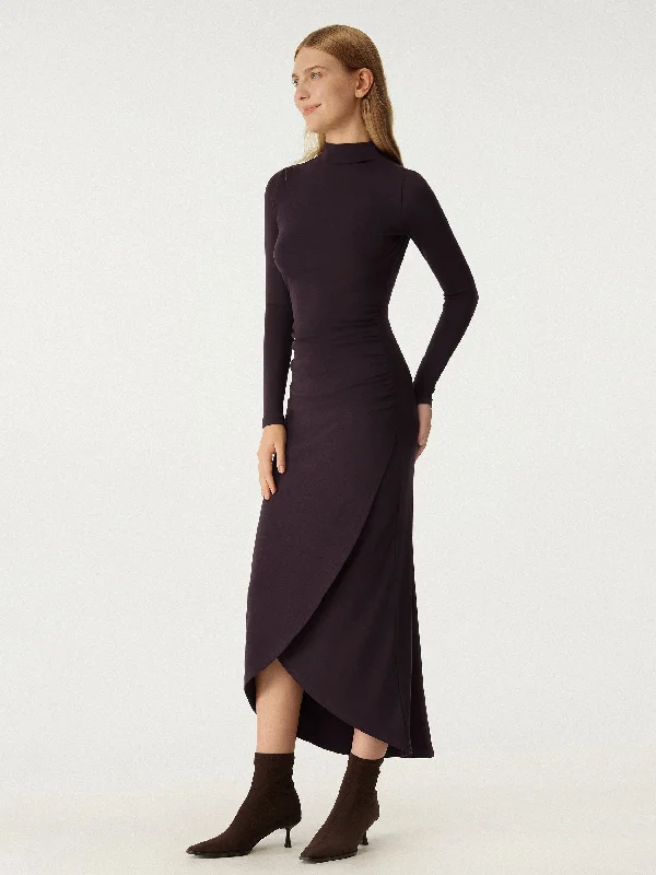 Midi Dresses for wedding celebrations-Thermal Wrap Midi Dress