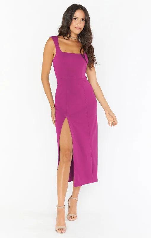 Midi Dresses for date night-Eden Midi Dress ~ Fuchsia Rose Stretch Crepe