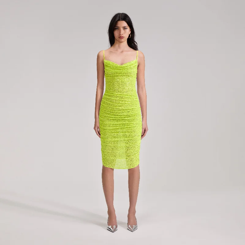 Midi Dresses for spring celebration outfits-Green Beaded Midi Dress