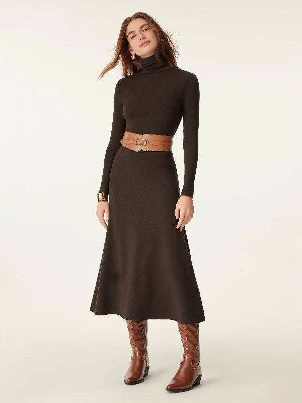 Midi Dresses for casual gatherings-Heat-Tech Turtleneck Midi Dress