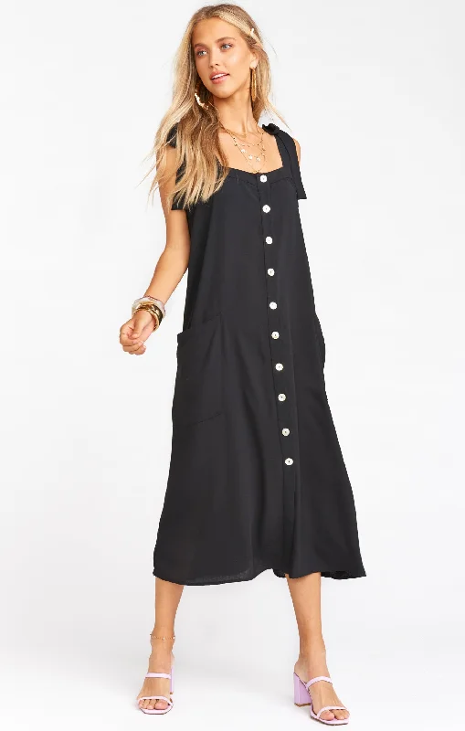 Midi Dresses for business casual events-Lucas Midi Dress ~ Black