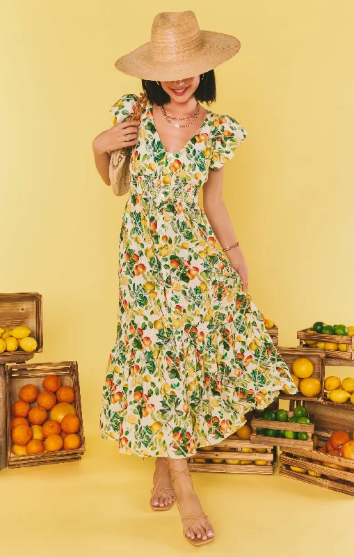 Midi Dresses for spring afternoon gatherings-Lunch Date Midi Dress ~ Citrus in Georgia