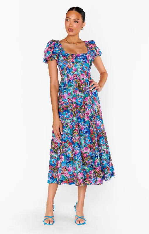 Midi Dresses for chic spring family gatherings-Mia Midi Dress ~ Painterly Meadows