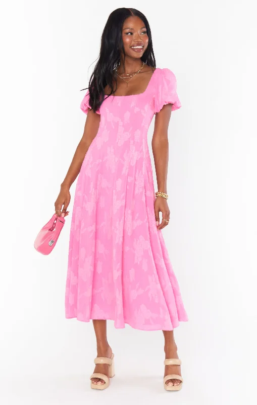 Midi Dresses for chic spring dinners-Mia Midi Dress ~ Pink Clip Floral